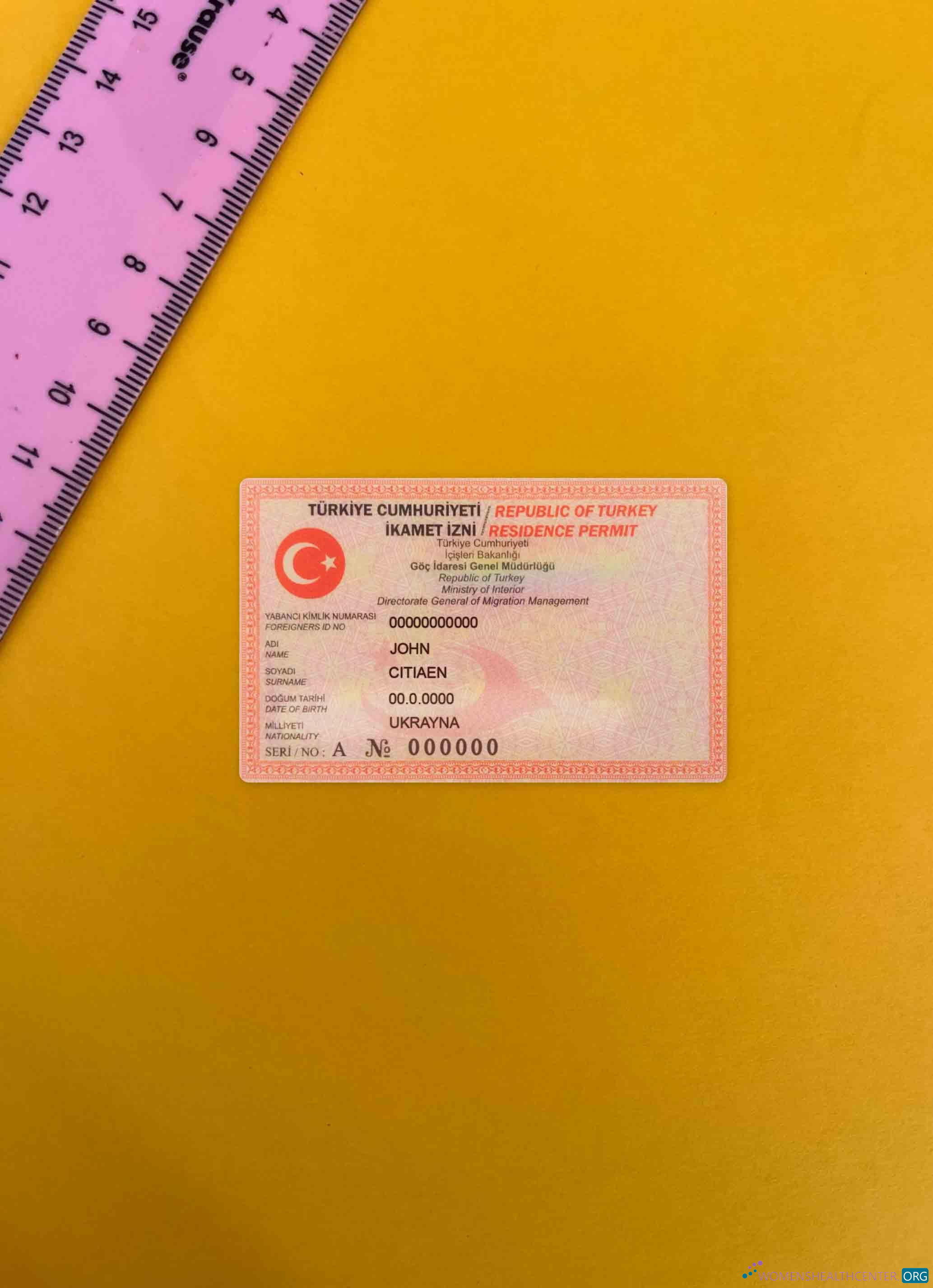 Download Turkey residence permit (version 2) photolook FRONT Photoshop template